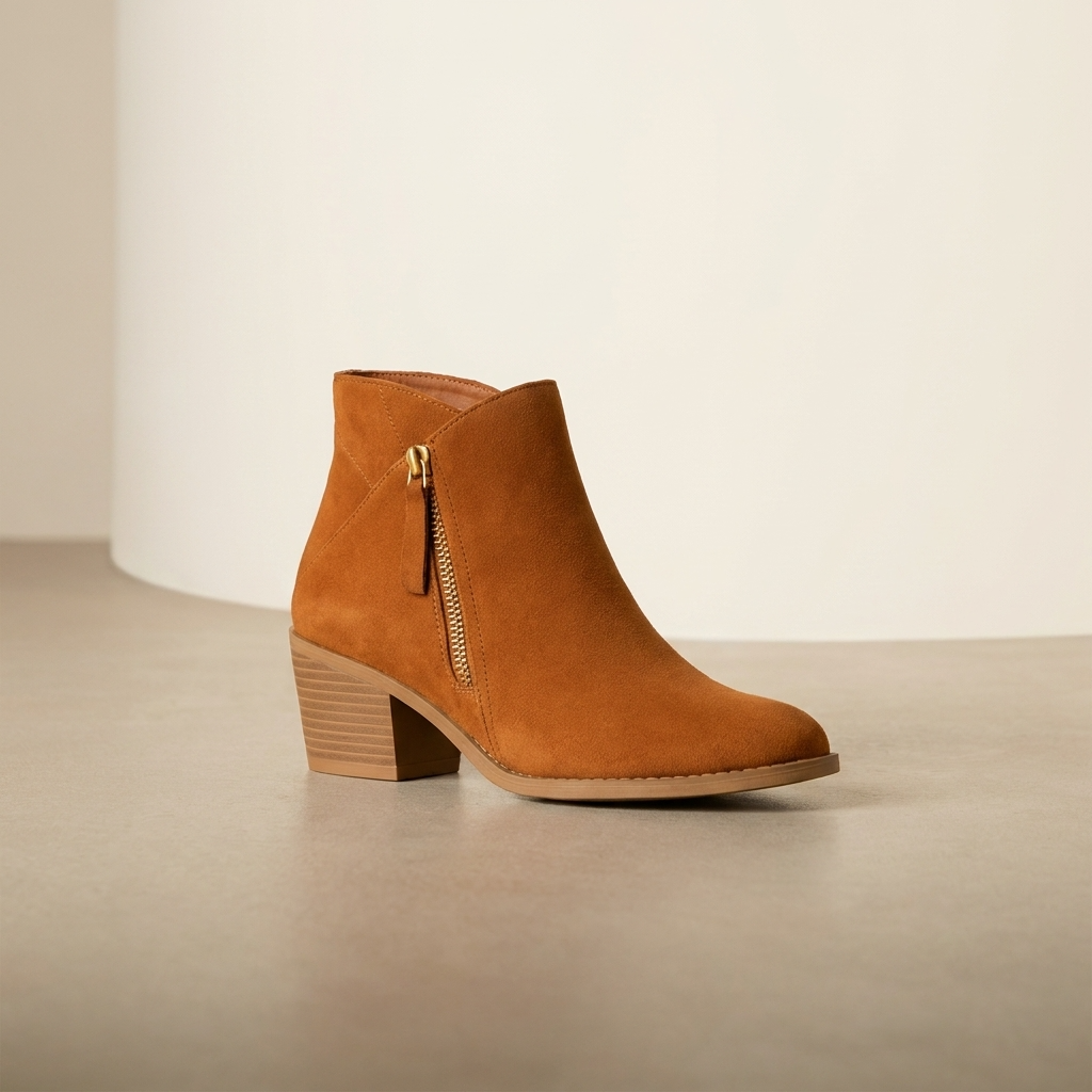 Vesper | Women's Round Toe Side Zip Block Heel Ankle Boots