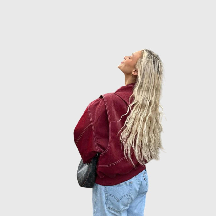 Faye | Women's Oversized Red Leather Jacket