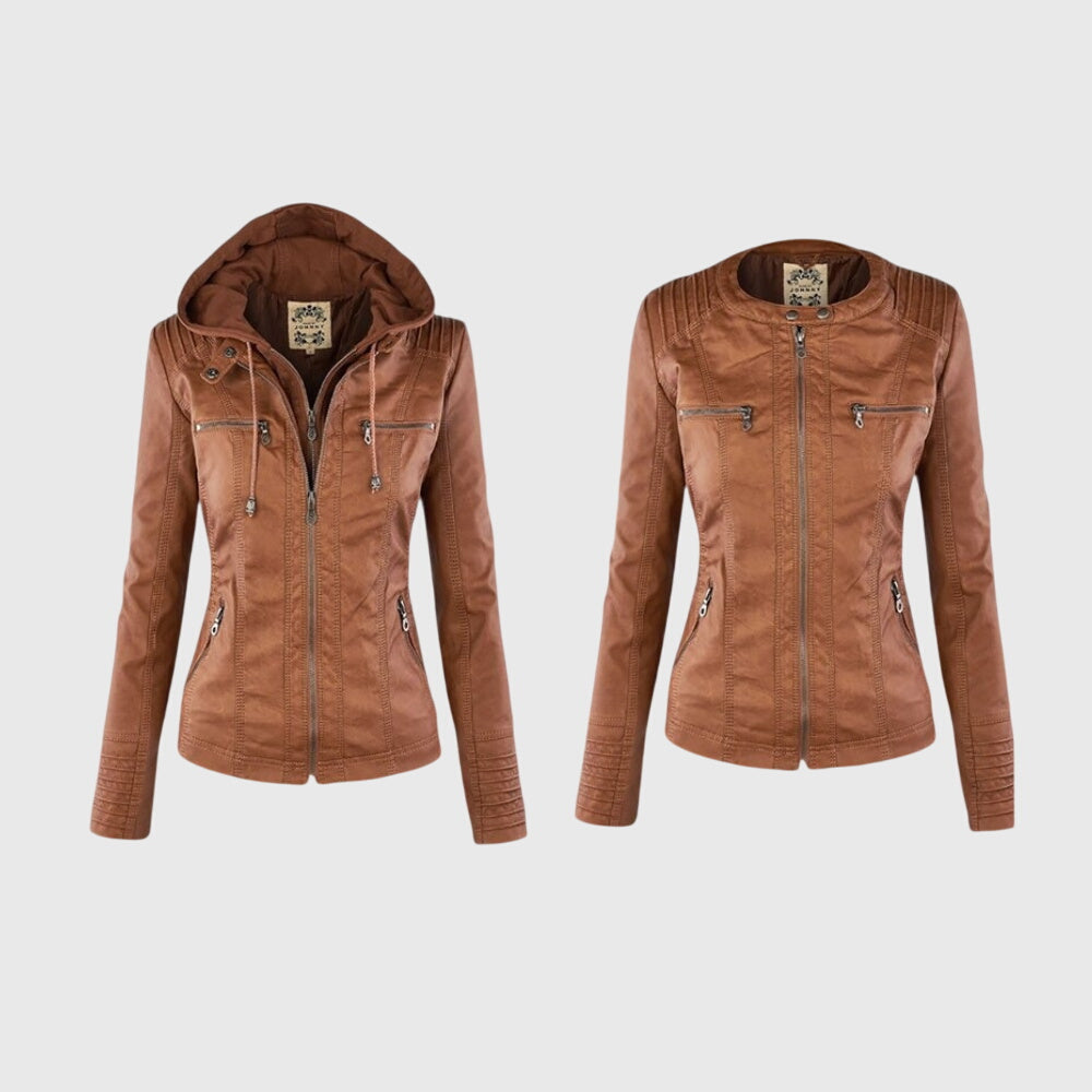 Karoline | Women's Hooded Leather Jacket