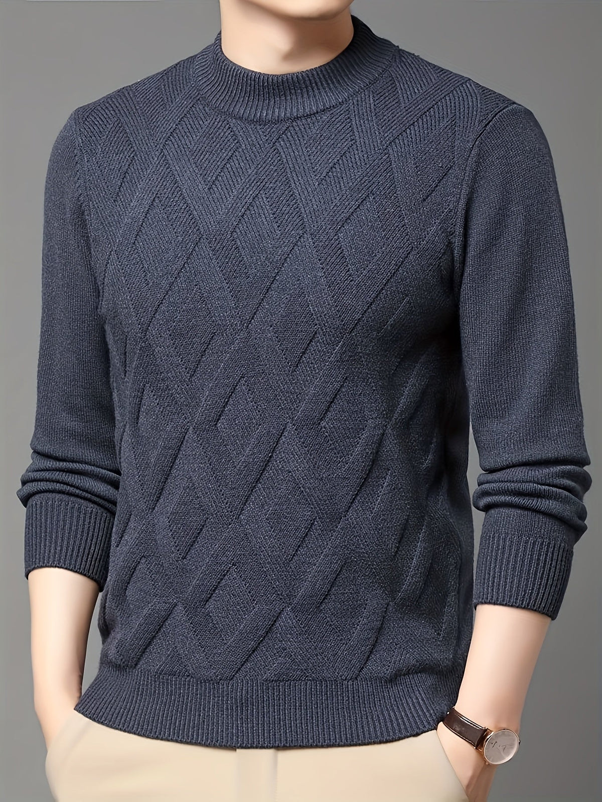 Eldran | Men's Warm Textured Mock Neck Sweater