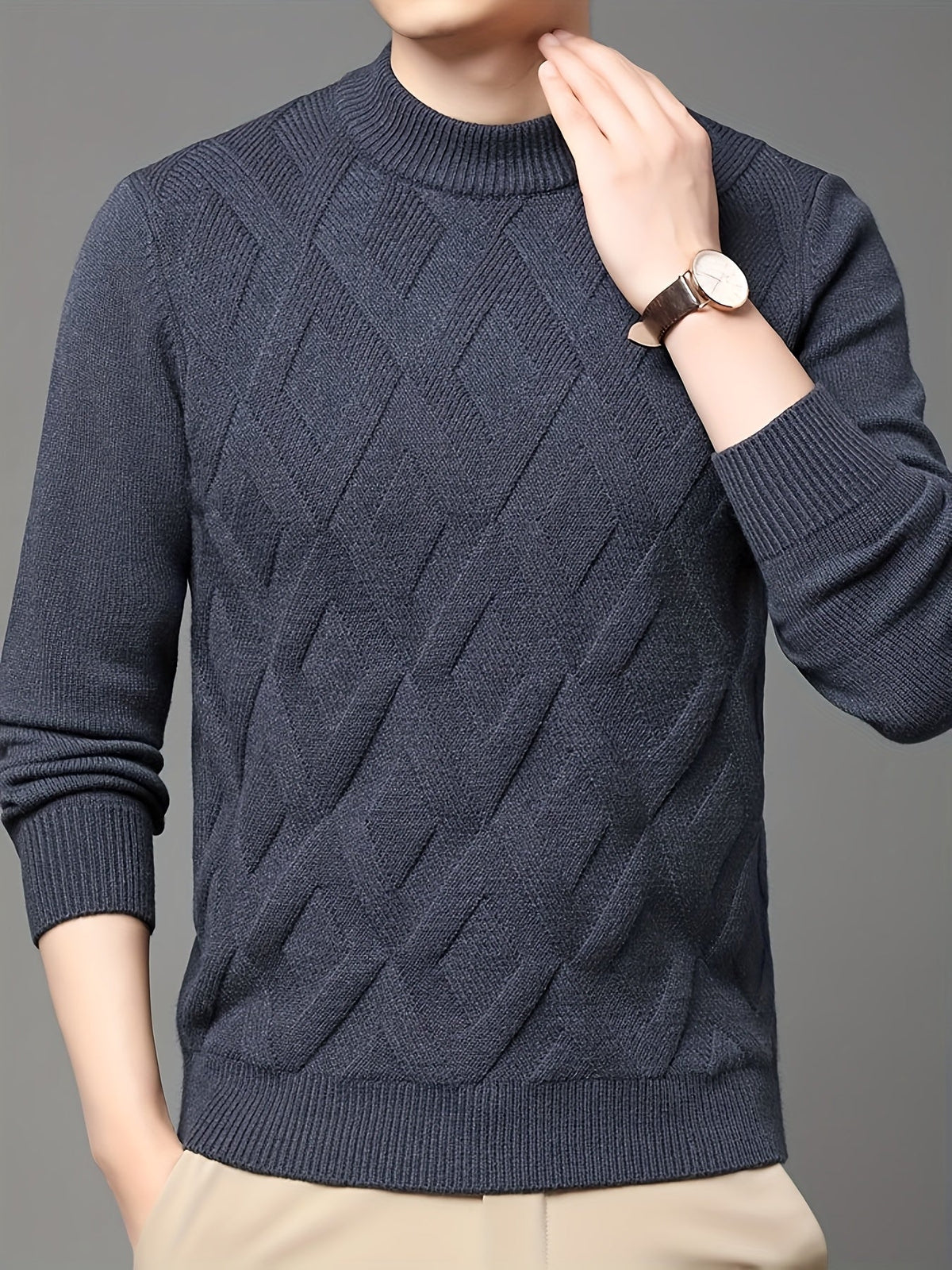 Eldran | Men's Warm Textured Mock Neck Sweater