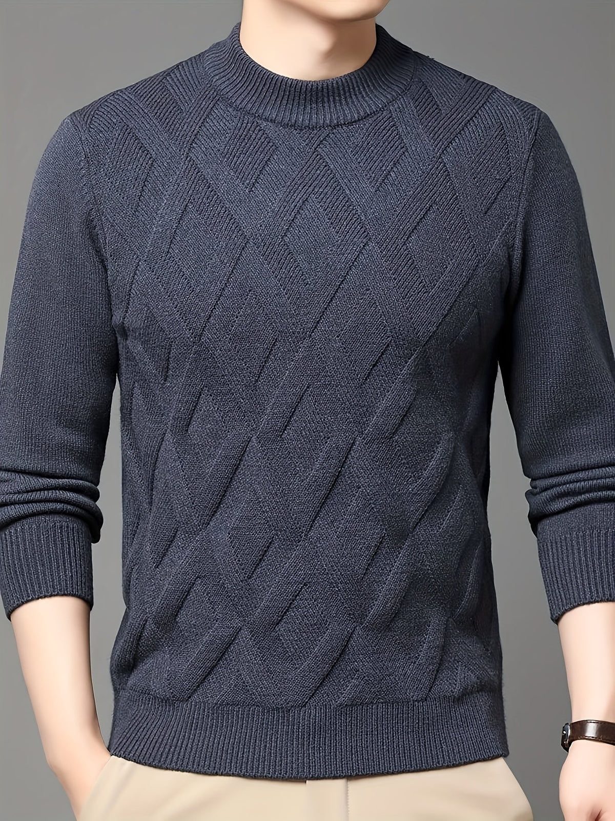 Eldran | Men's Warm Textured Mock Neck Sweater