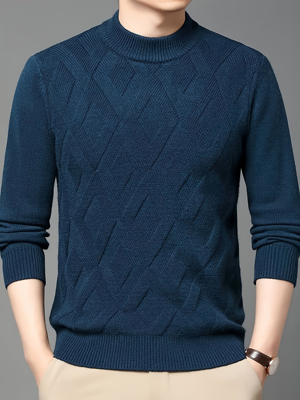 Eldran | Men's Warm Textured Mock Neck Sweater