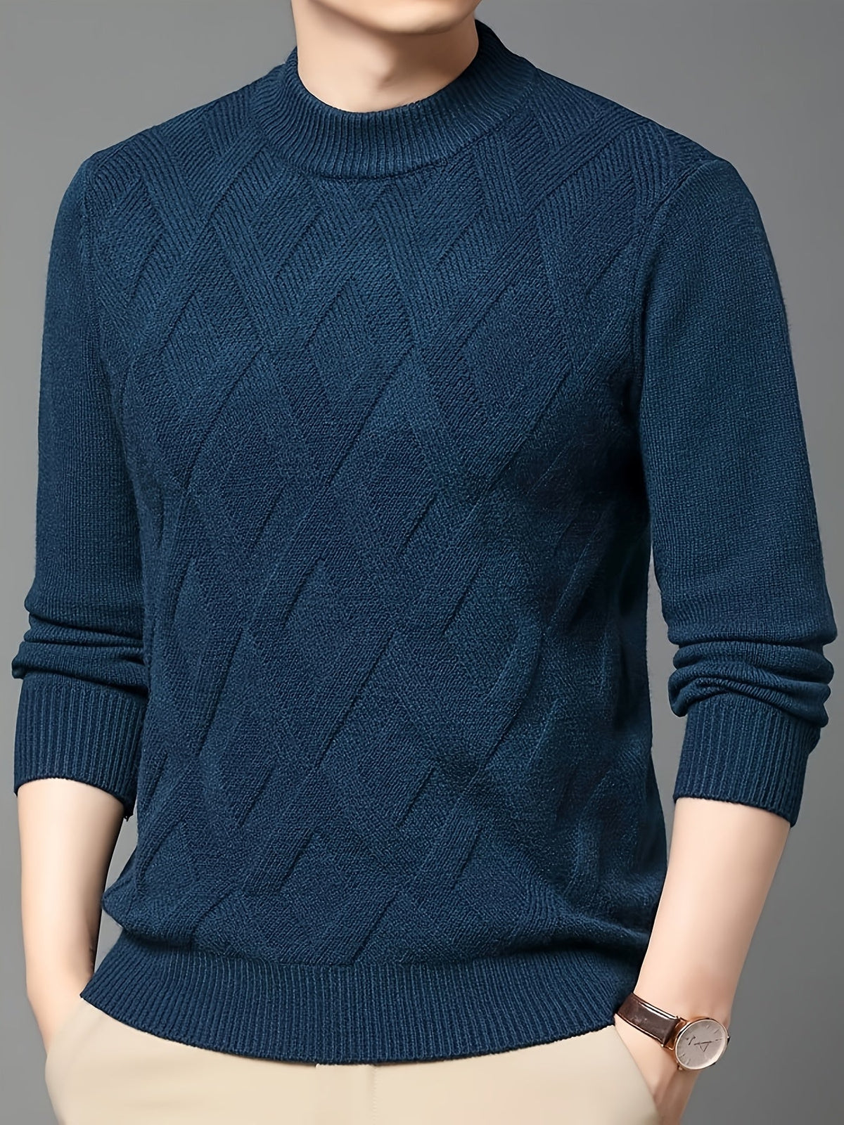 Eldran | Men's Warm Textured Mock Neck Sweater