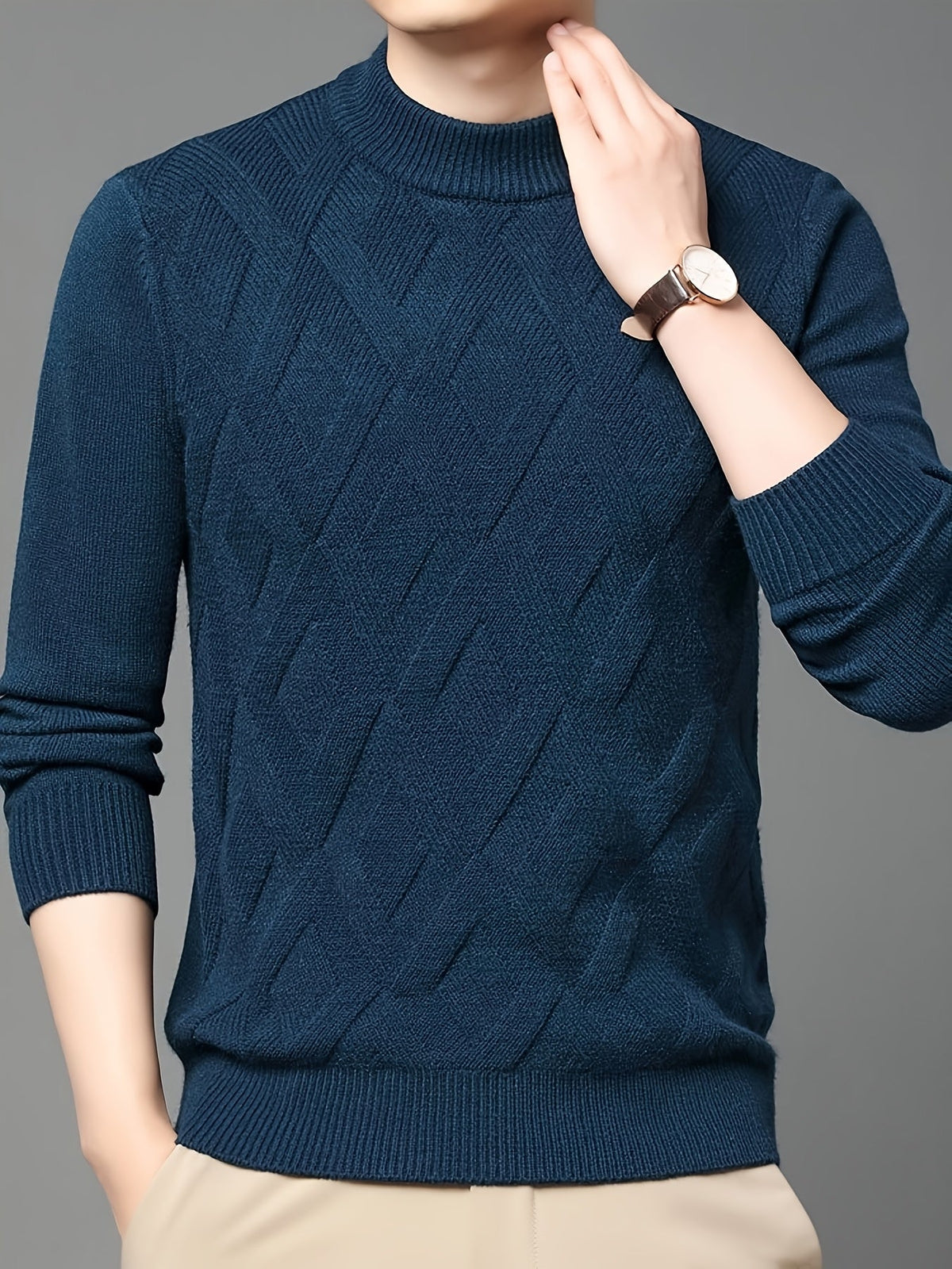 Eldran | Men's Warm Textured Mock Neck Sweater
