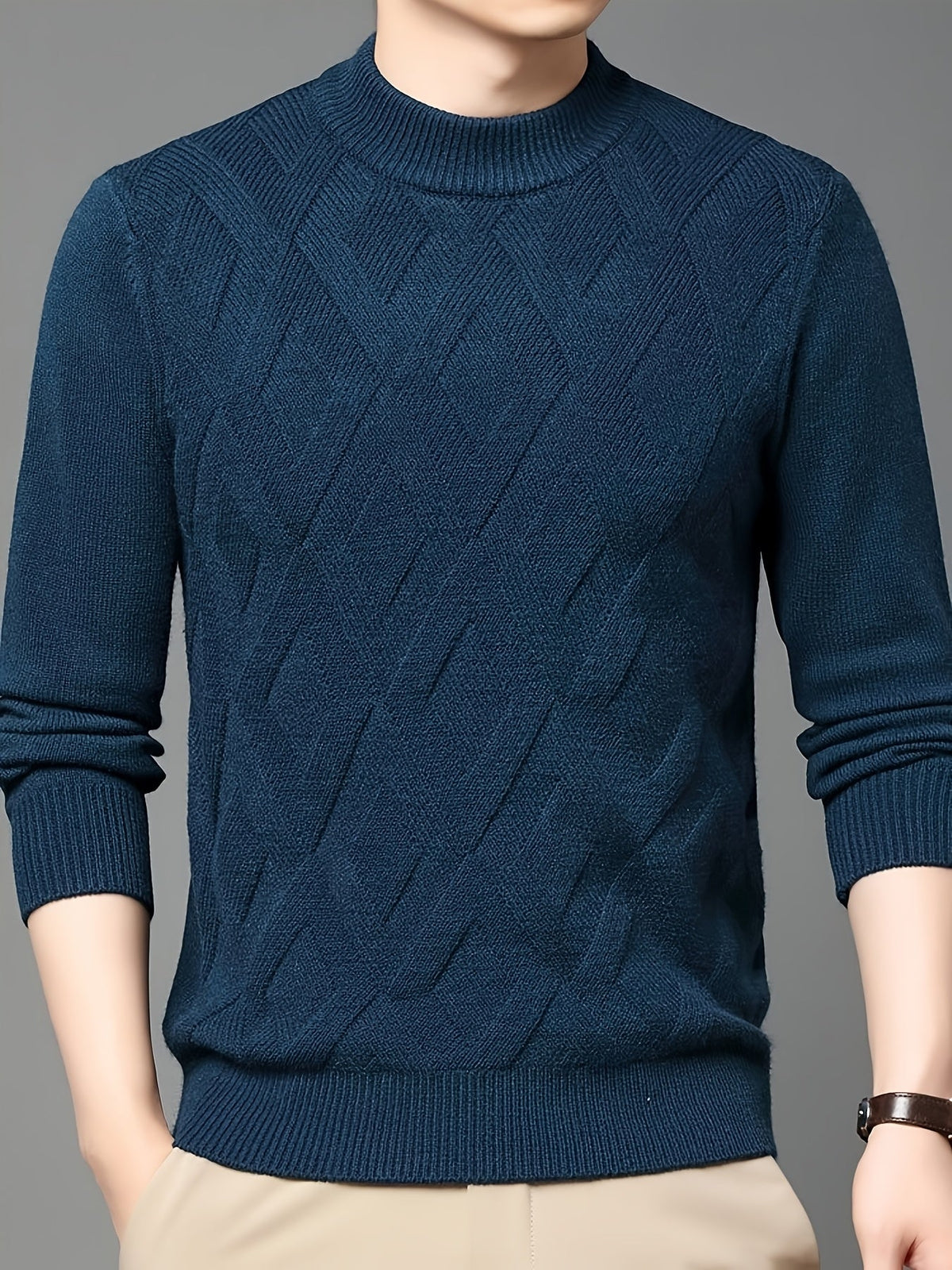 Eldran | Men's Warm Textured Mock Neck Sweater