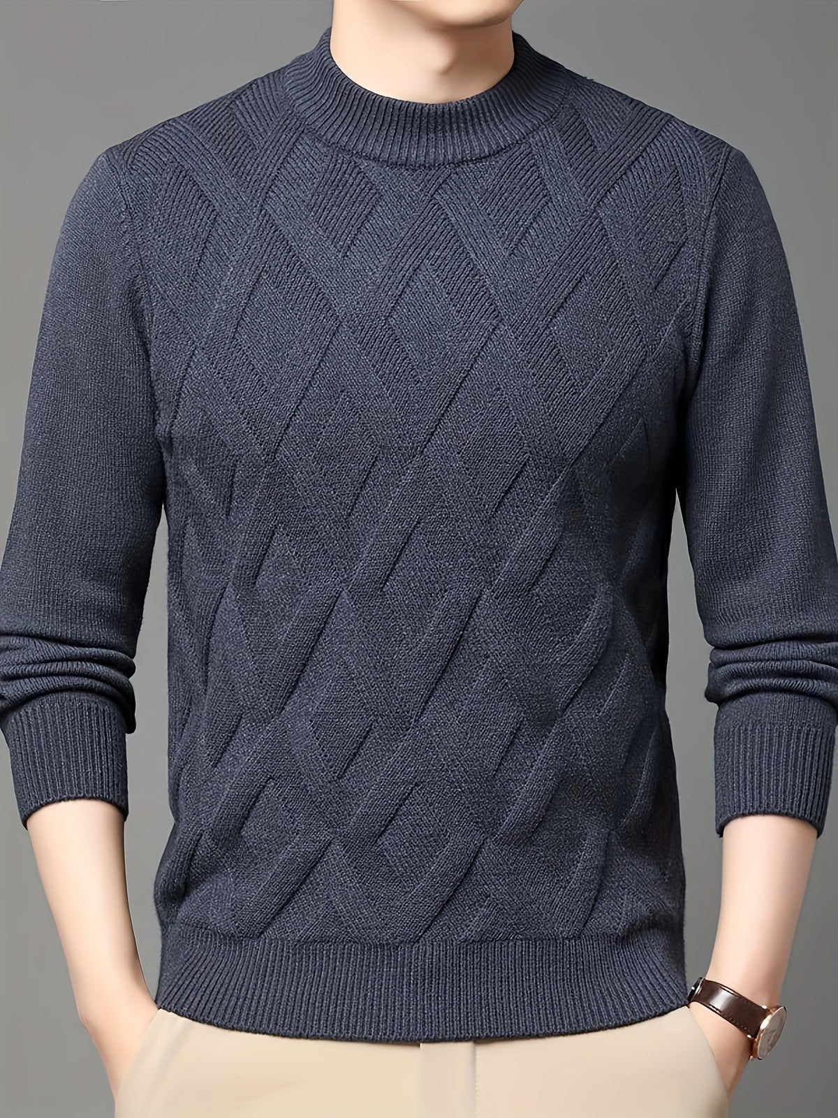 Eldran | Men's Warm Textured Mock Neck Sweater