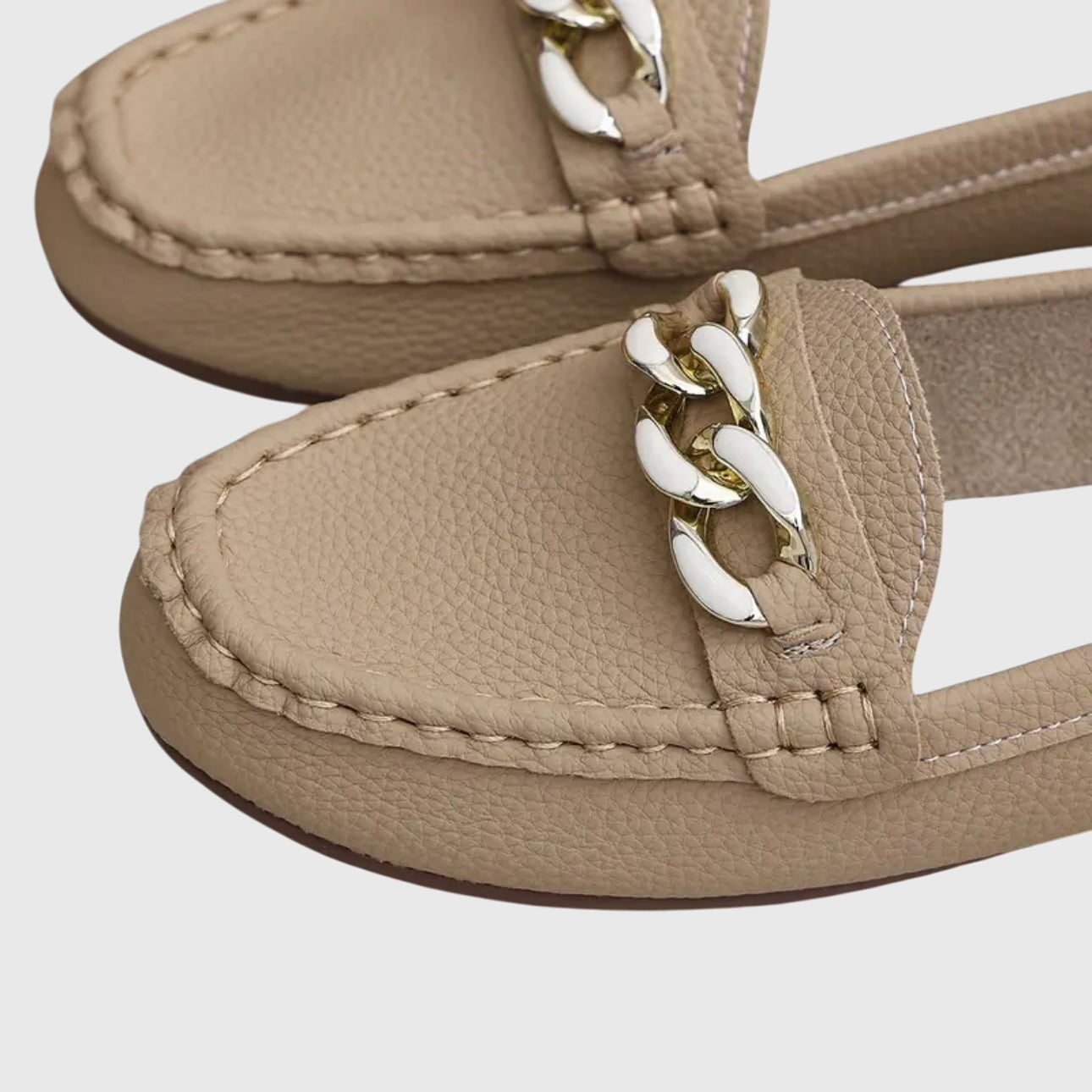 Eponine | Women's Gold Chain Detail Slip-On Loafers