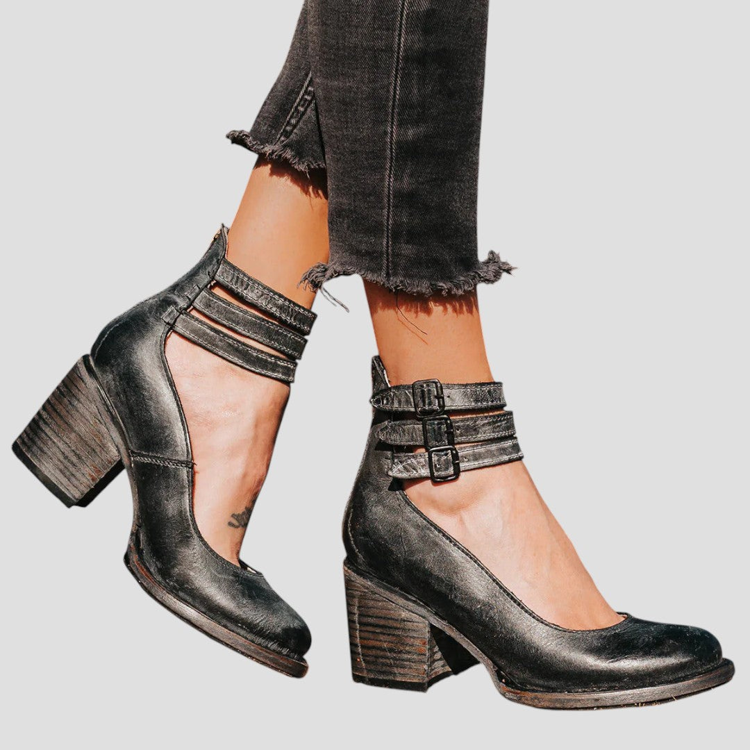 Sophia | Women's Vintage Strappy Ankle Buckle Boots