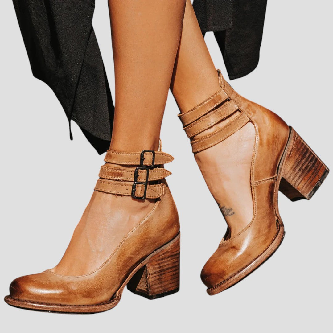Sophia | Women's Vintage Strappy Ankle Buckle Boots