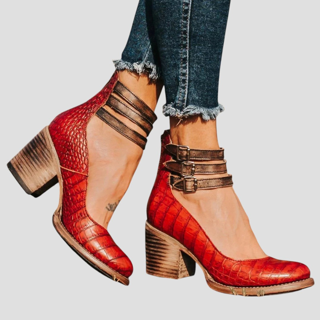 Sophia | Women's Vintage Strappy Ankle Buckle Boots