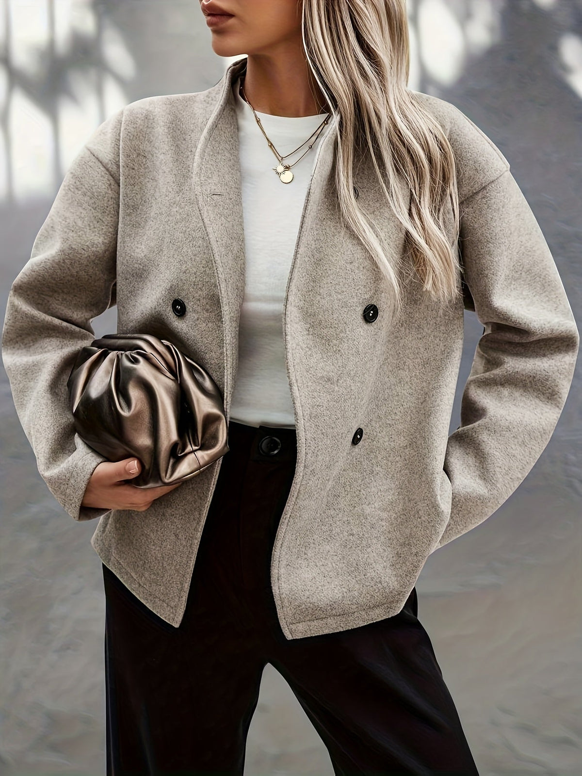 Delphine | Women's Apricot Wool Pea Coat