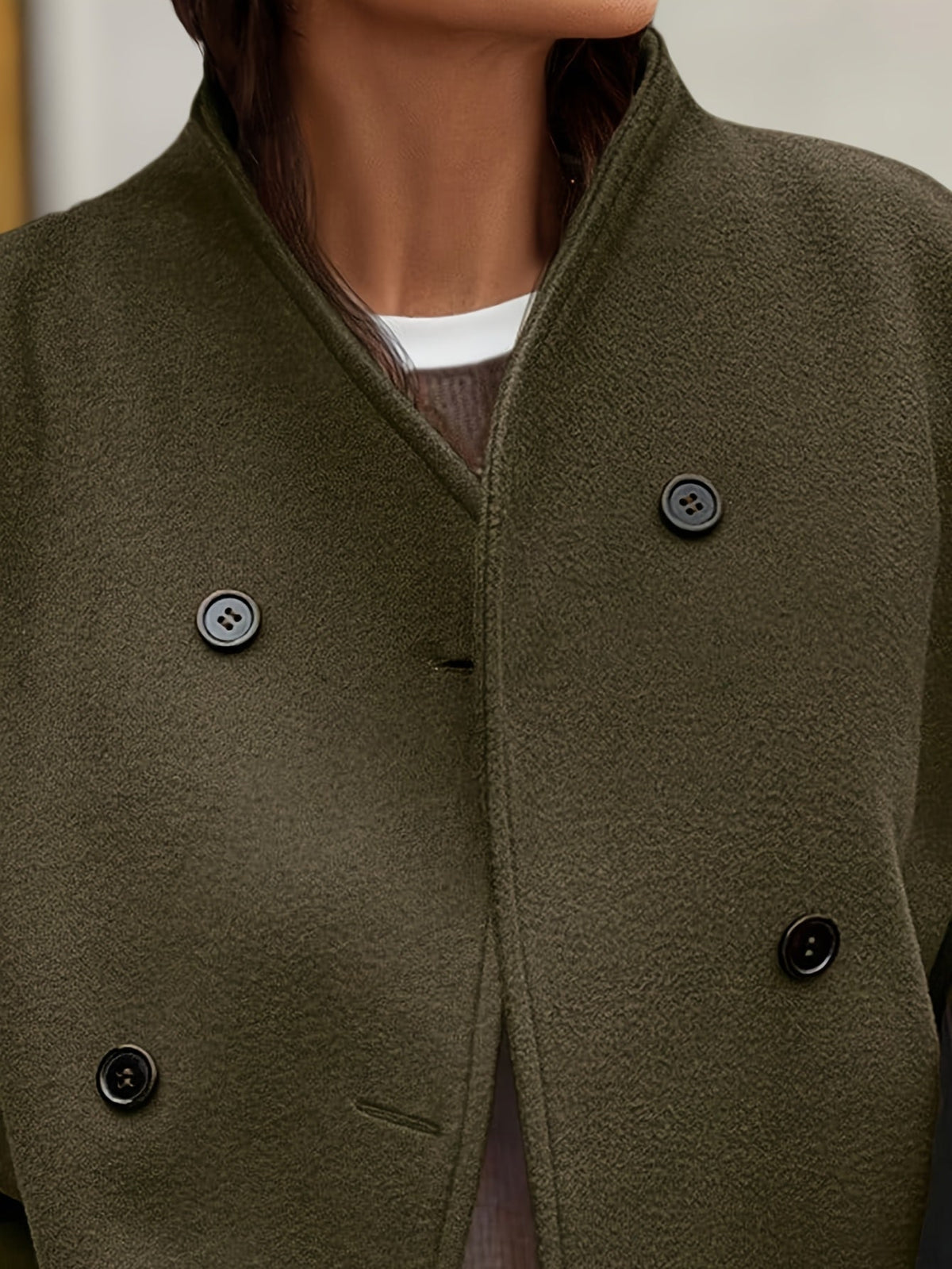 Fern | Women's Dark Green Fleece Pea Coat