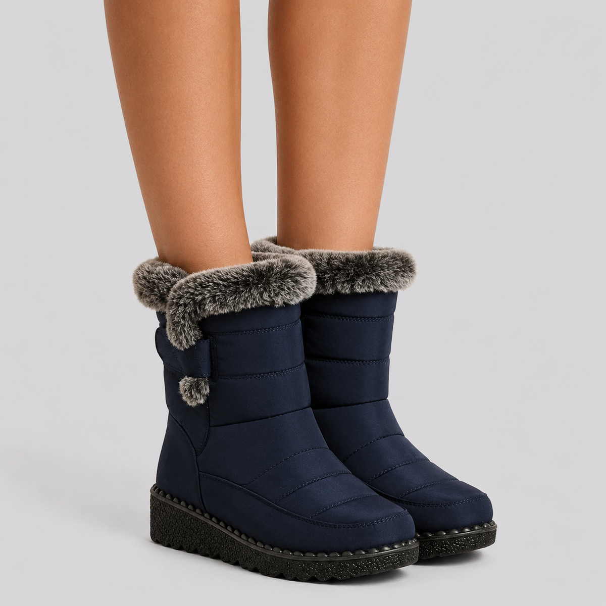 Juno | Women's Quilted Faux Fur Trim Mid-Calf Boots