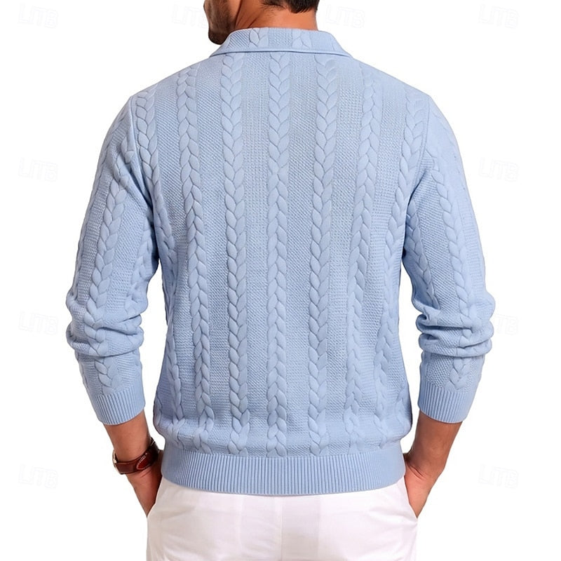 Fenrath | Men's Warm Cable Knit Quarter-Zip Sweater