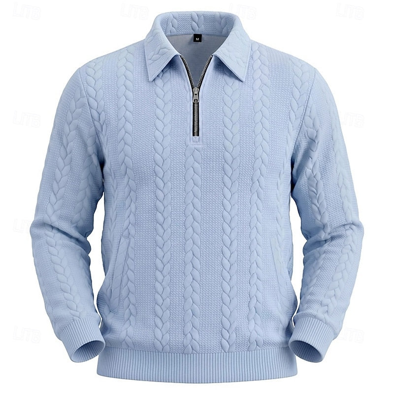 Fenrath | Men's Warm Cable Knit Quarter-Zip Sweater