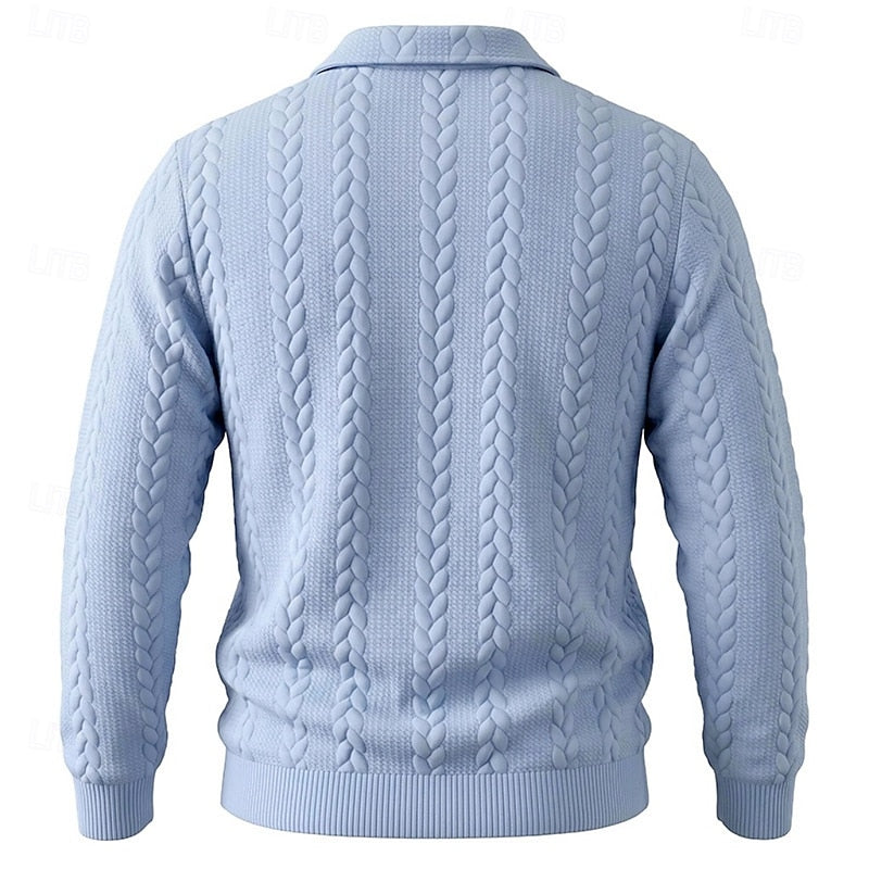 Fenrath | Men's Warm Cable Knit Quarter-Zip Sweater
