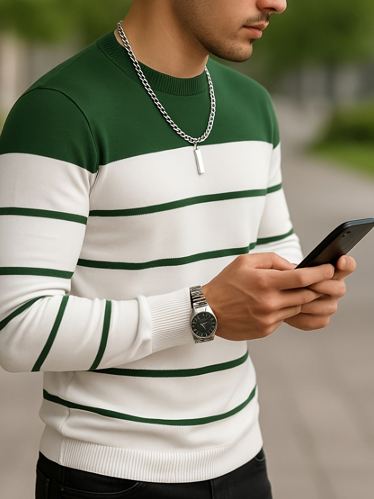 Ferris | Men's Warm Striped Crew Sweater