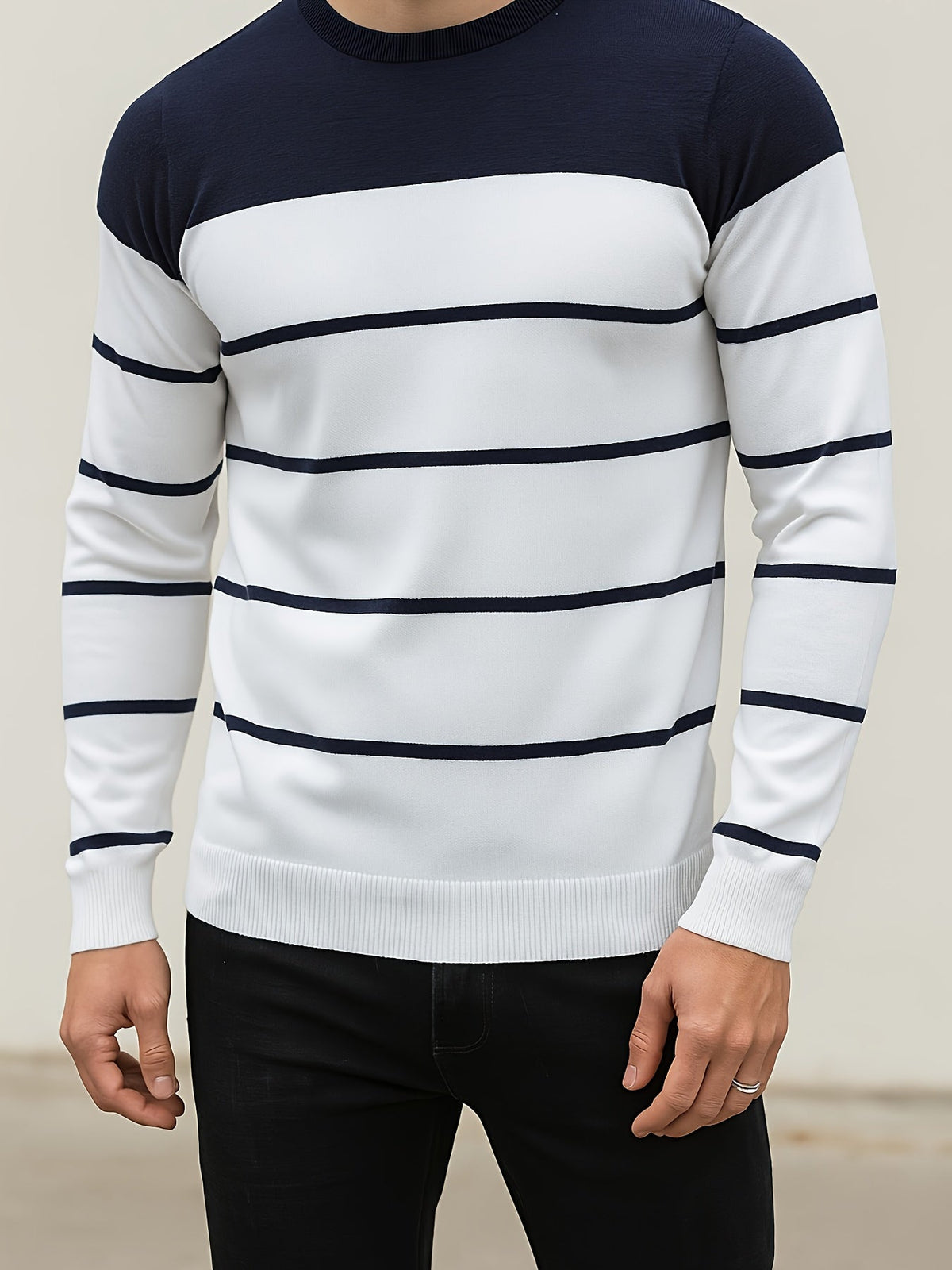 Ferris | Men's Warm Striped Crew Sweater