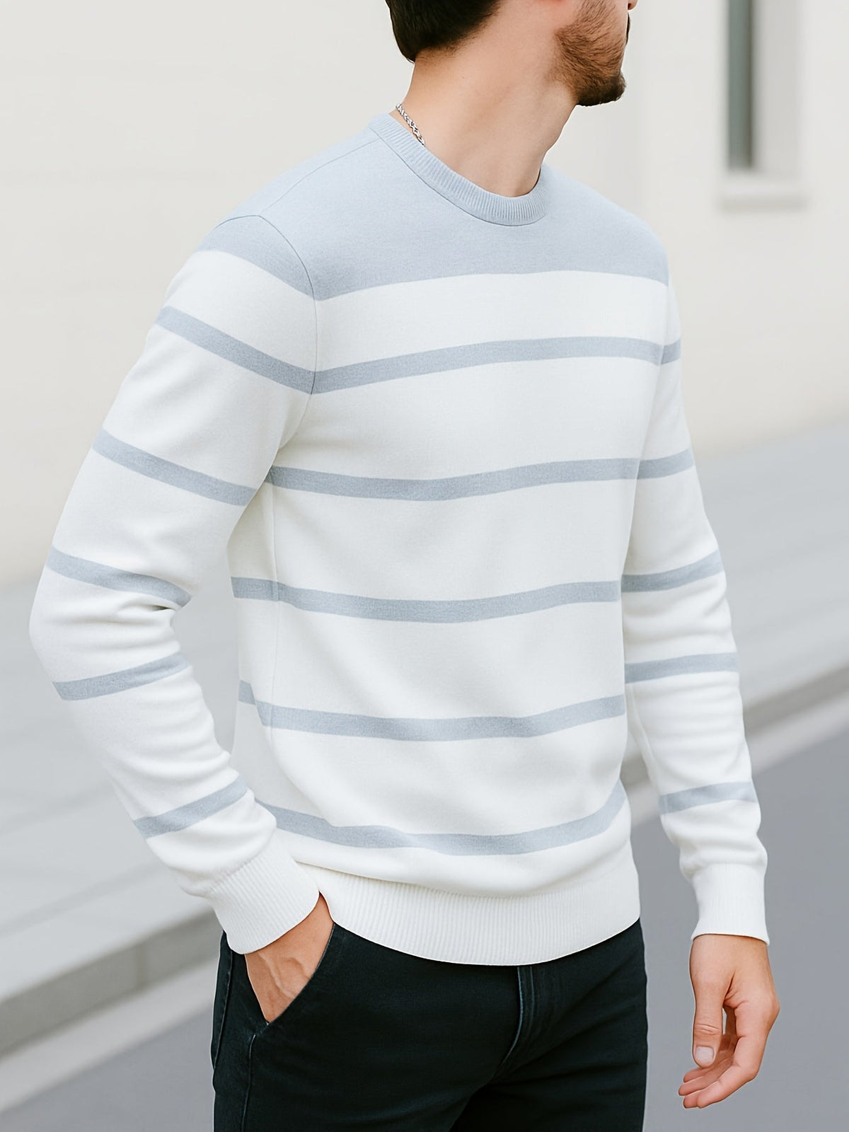 Ferris | Men's Warm Striped Crew Sweater