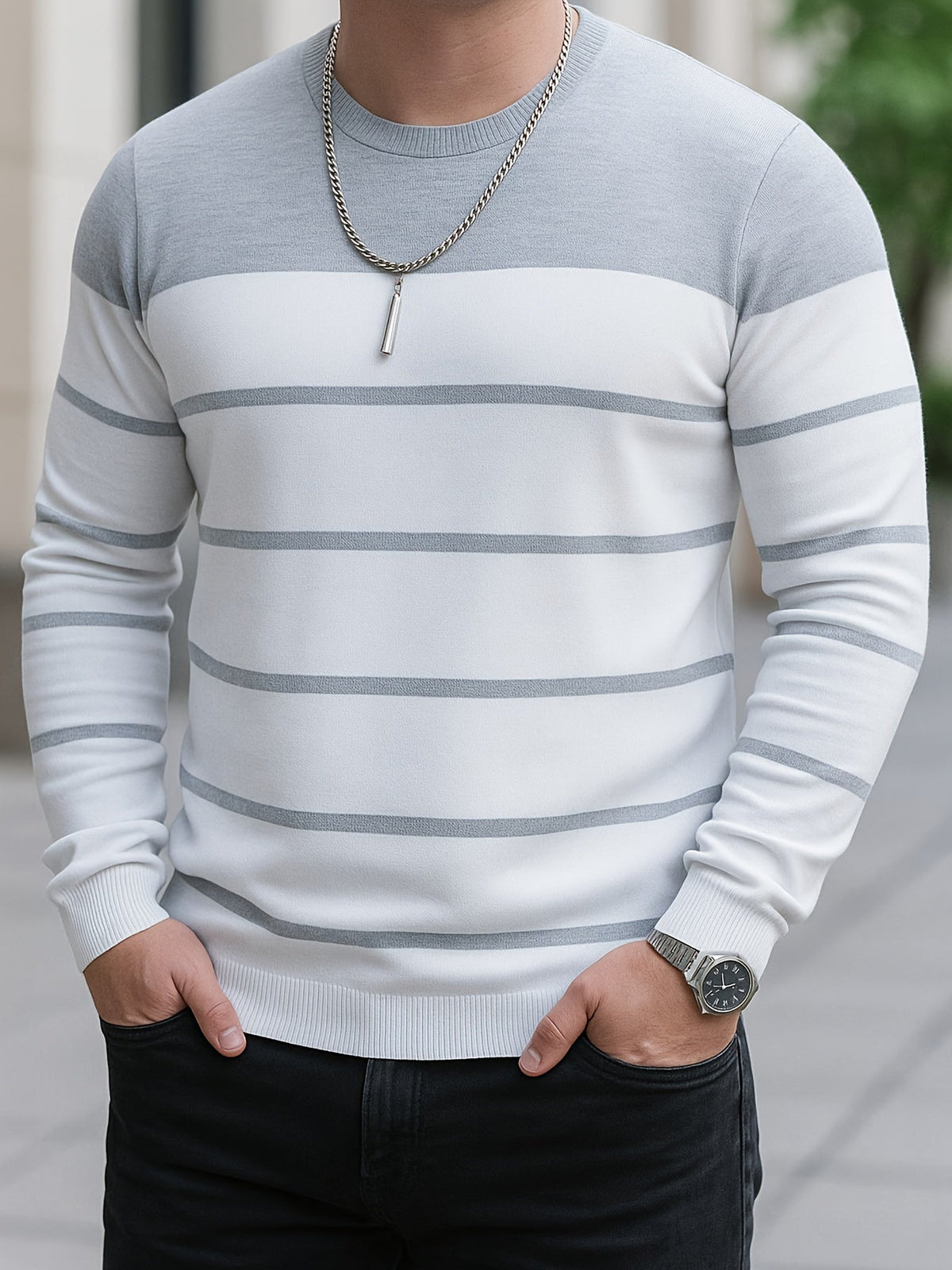 Ferris | Men's Warm Striped Crew Sweater