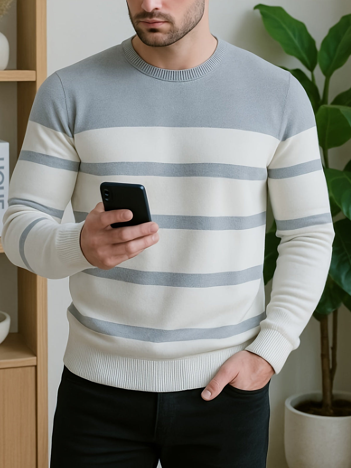 Ferris | Men's Warm Striped Crew Sweater