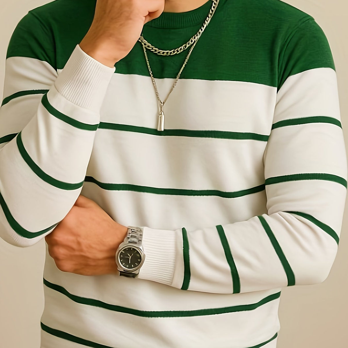Ferris | Men's Warm Striped Crew Sweater