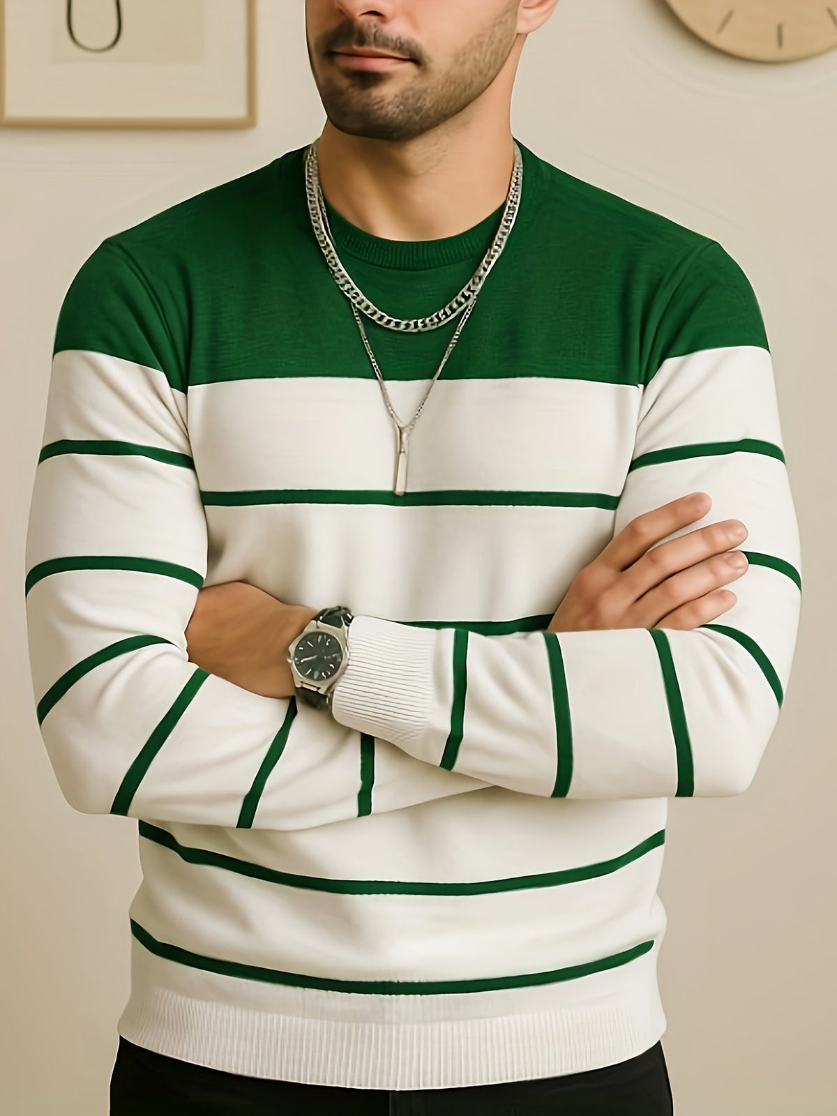 Ferris | Men's Warm Striped Crew Sweater