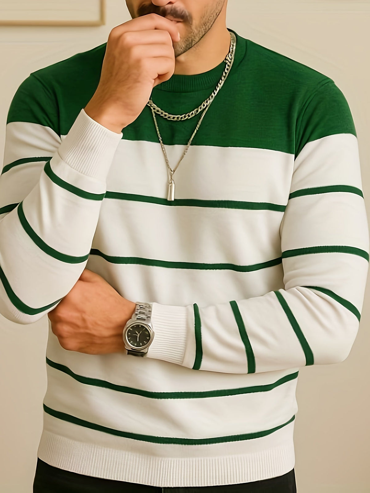 Ferris | Men's Warm Striped Crew Sweater