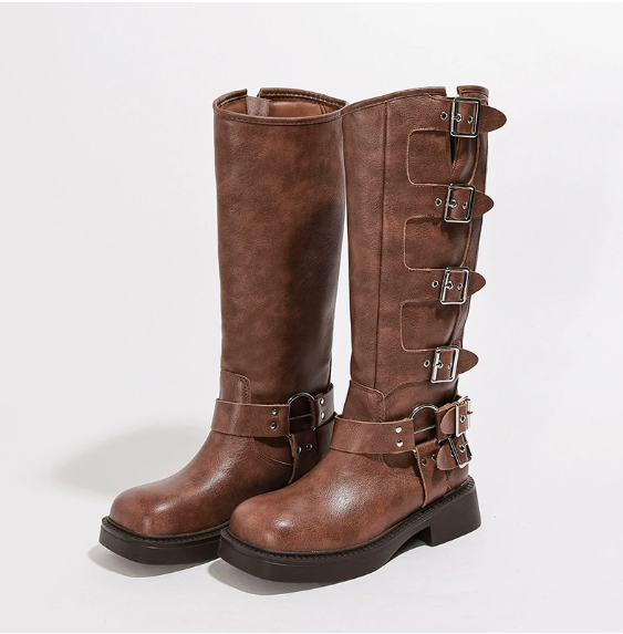 Fiorella | Women's Buckle Knee High Boots