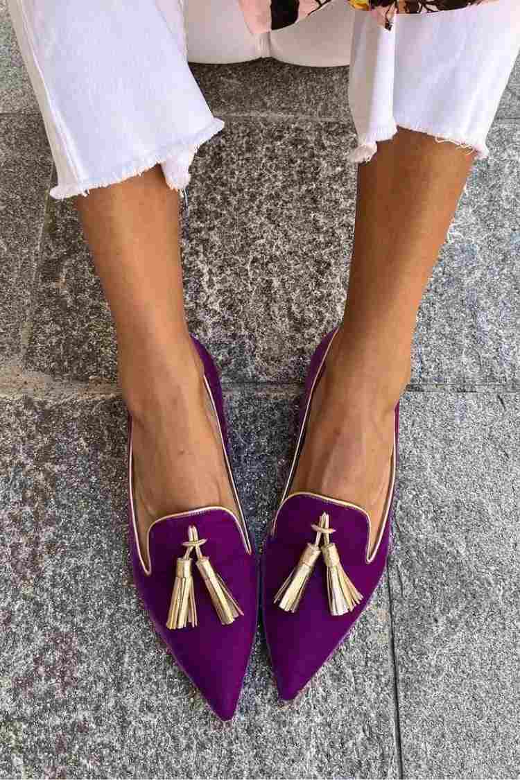 Francine | Women's Purple Pointed Toe Tassel Loafers