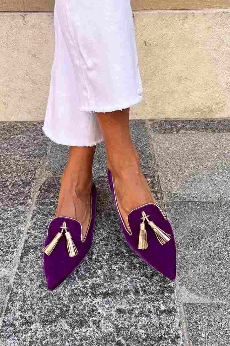 Francine | Women's Purple Pointed Toe Tassel Loafers