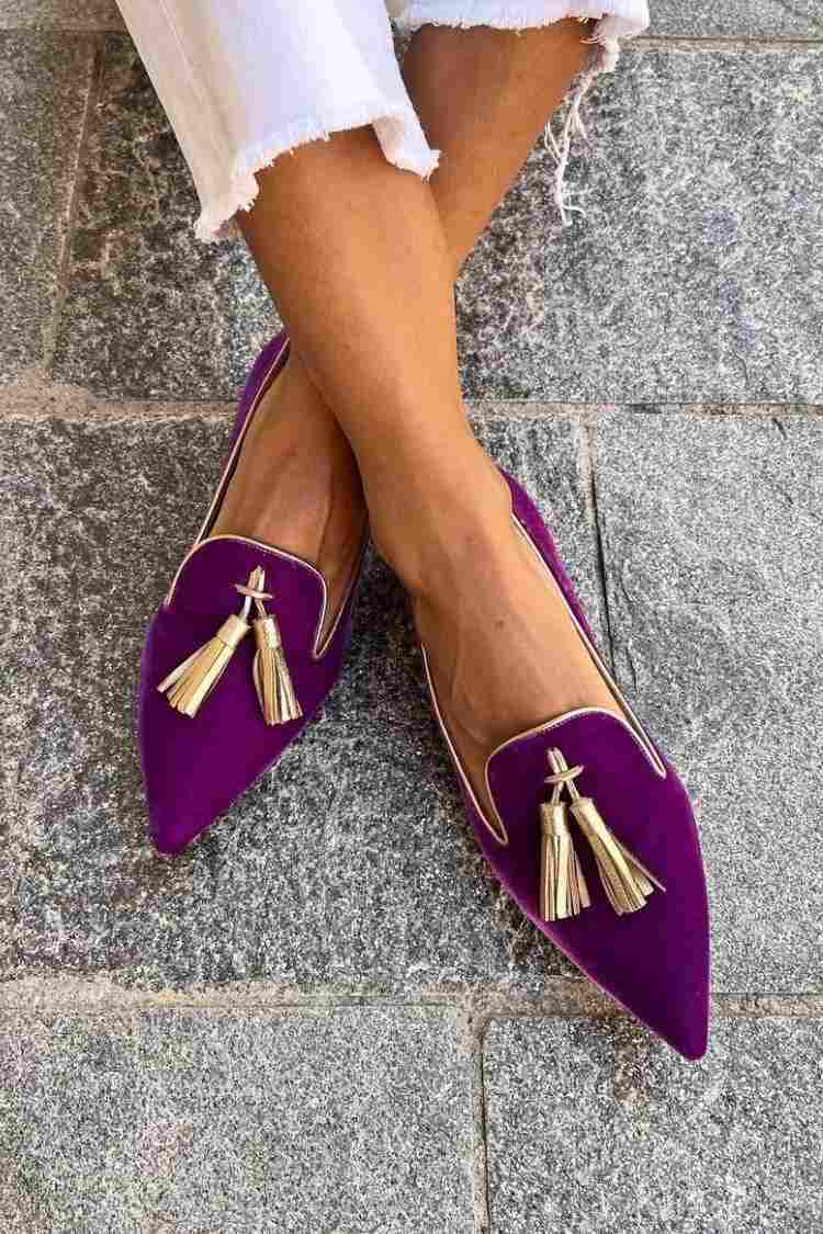 Francine | Women's Purple Pointed Toe Tassel Loafers