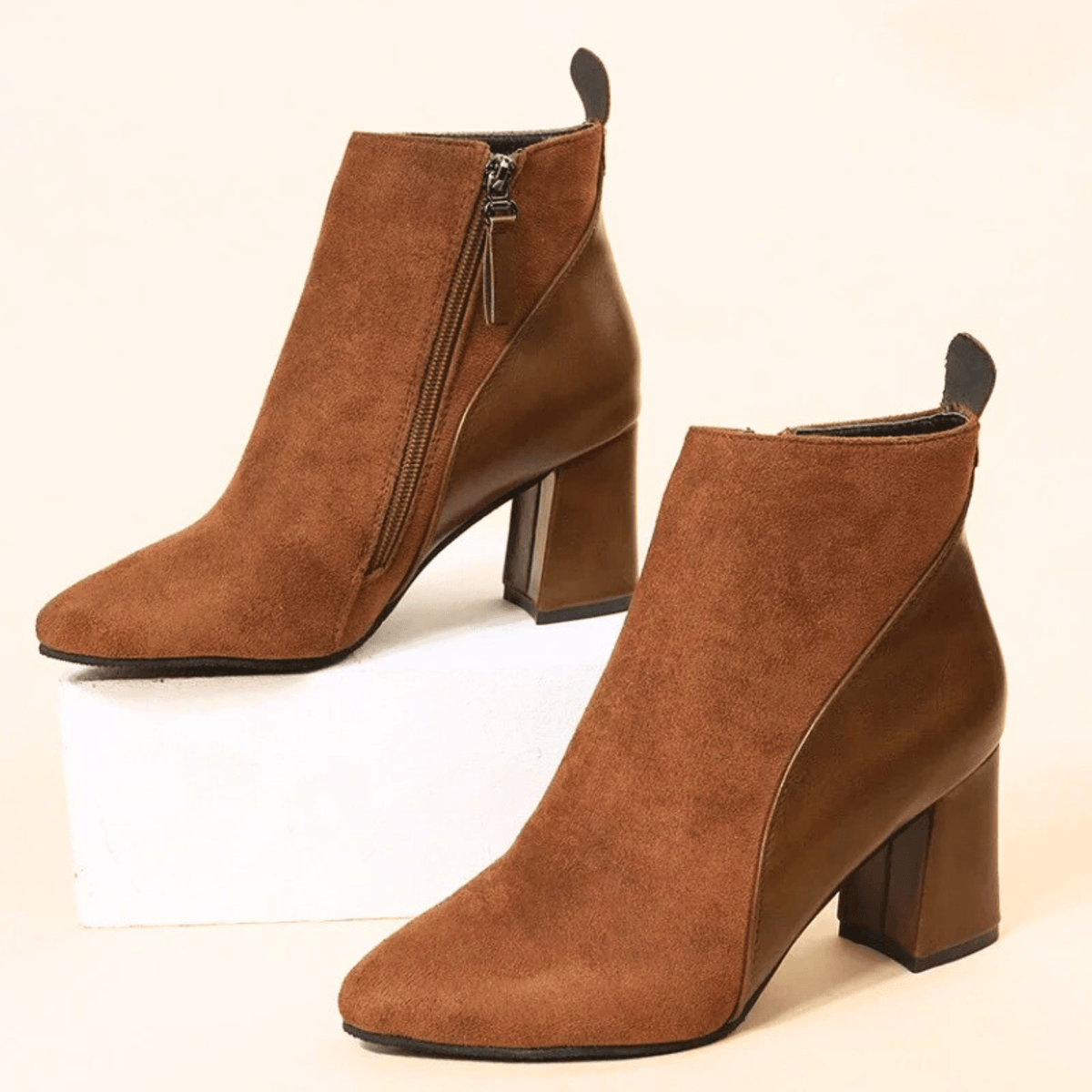 Abigail | Women's Suede Pointed Toe Block Heel Ankle Boots