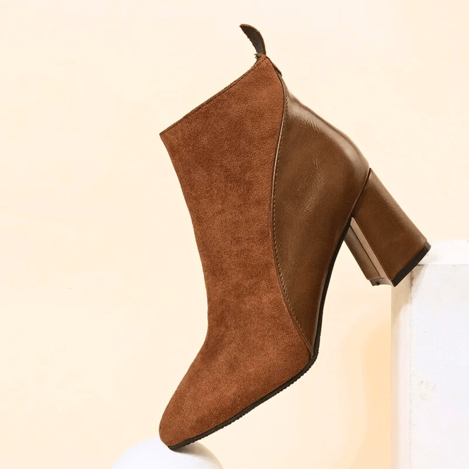 Abigail | Women's Suede Pointed Toe Block Heel Ankle Boots