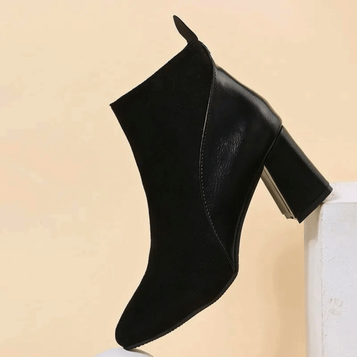 Abigail | Women's Suede Pointed Toe Block Heel Ankle Boots