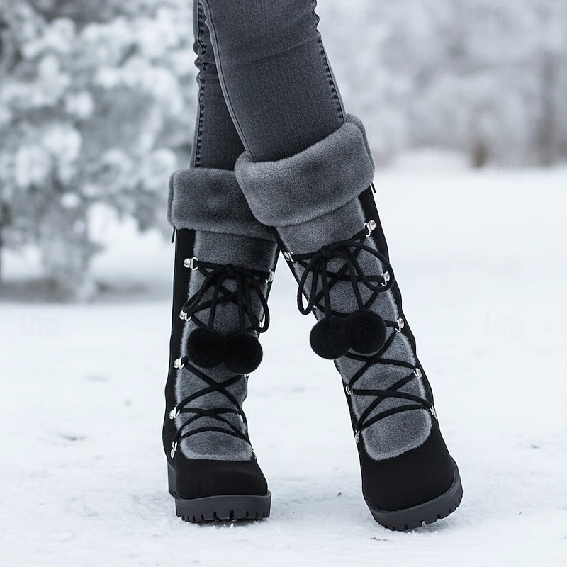 Halveth | Women's Lace-Up Knee-High Boots