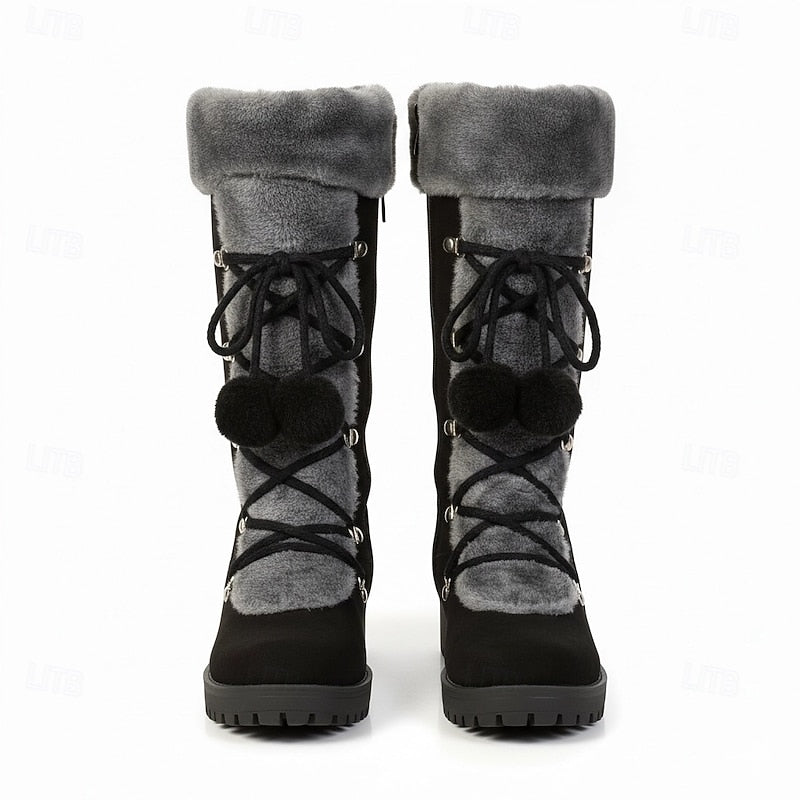 Halveth | Women's Lace-Up Knee-High Boots