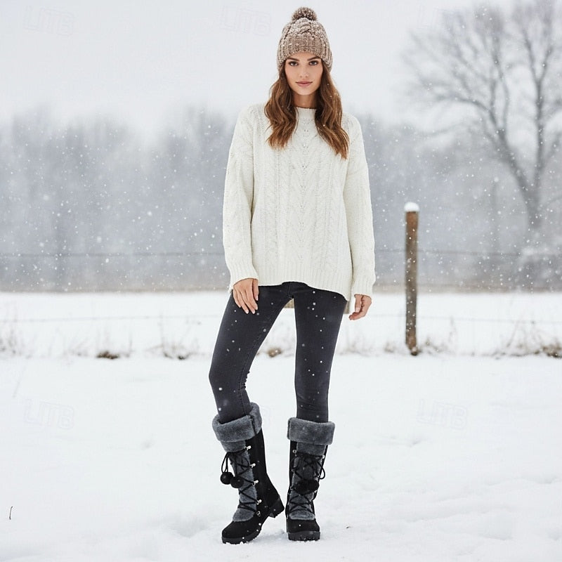 Halveth | Women's Lace-Up Knee-High Boots