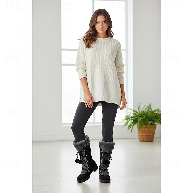 Halveth | Women's Lace-Up Knee-High Boots