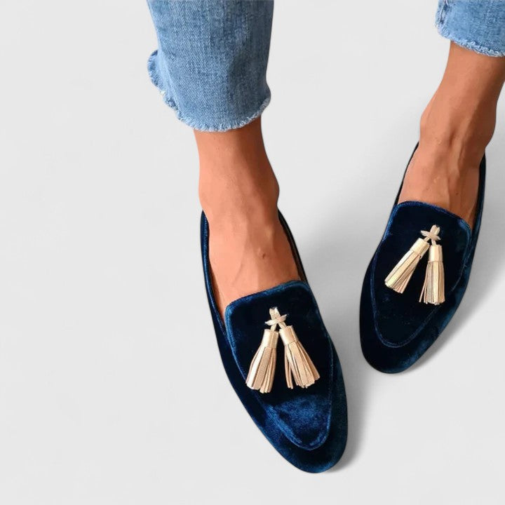 Hecuba | Women's Classic Navy Tassel Loafers