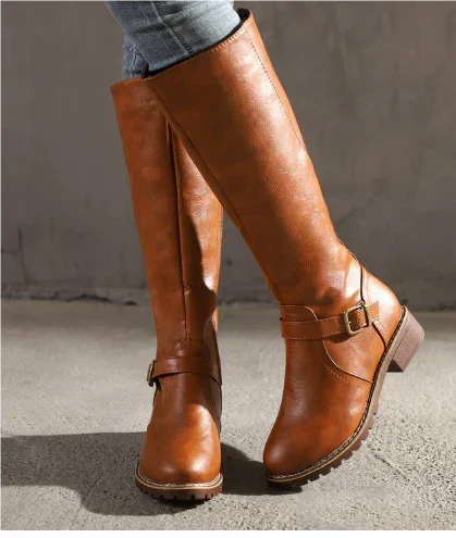 Abigail | Women's Knee High Buckle Riding Boots