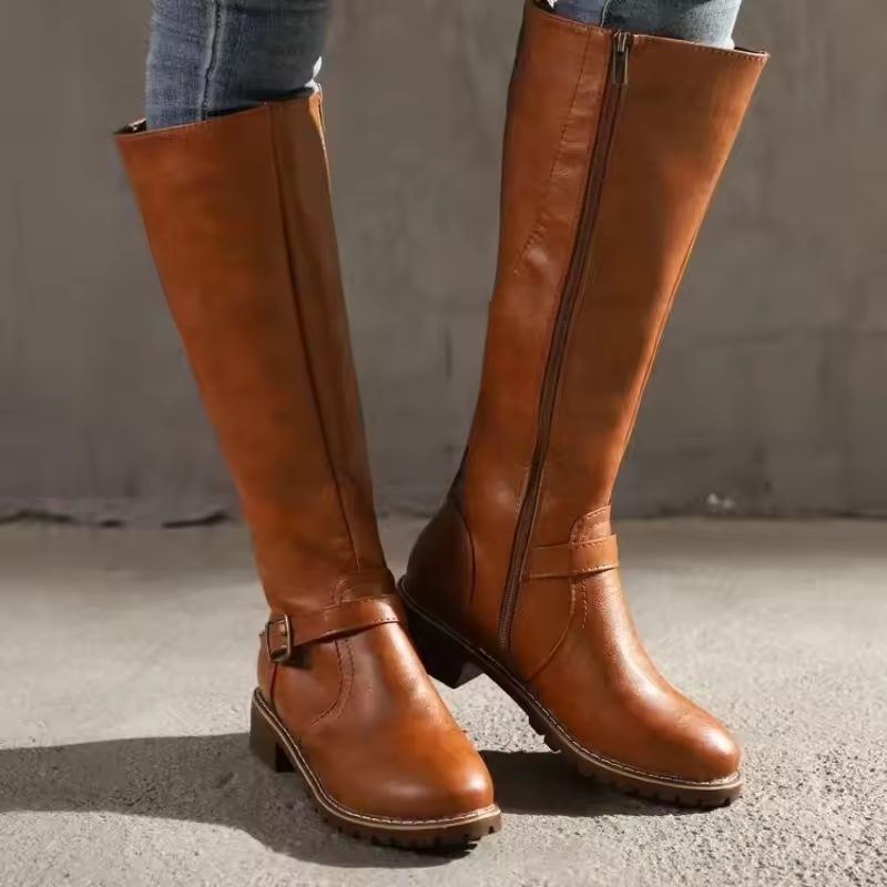 Abigail | Women's Knee High Buckle Riding Boots