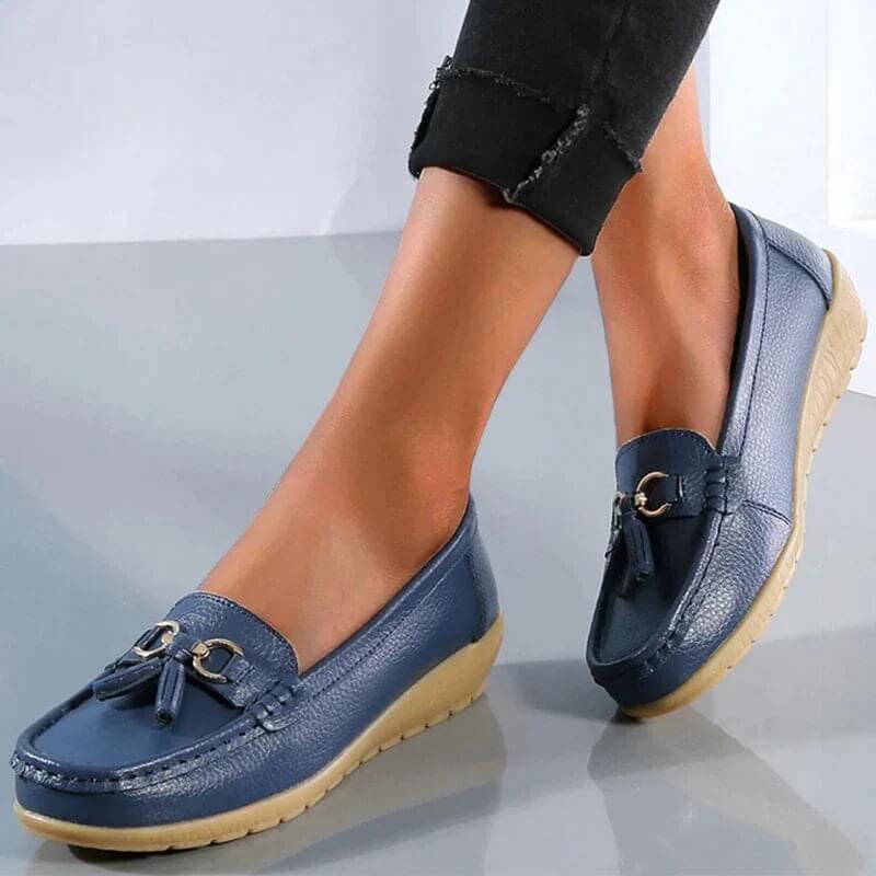 Isadora | Women's Gold Tassel Flat Loafers