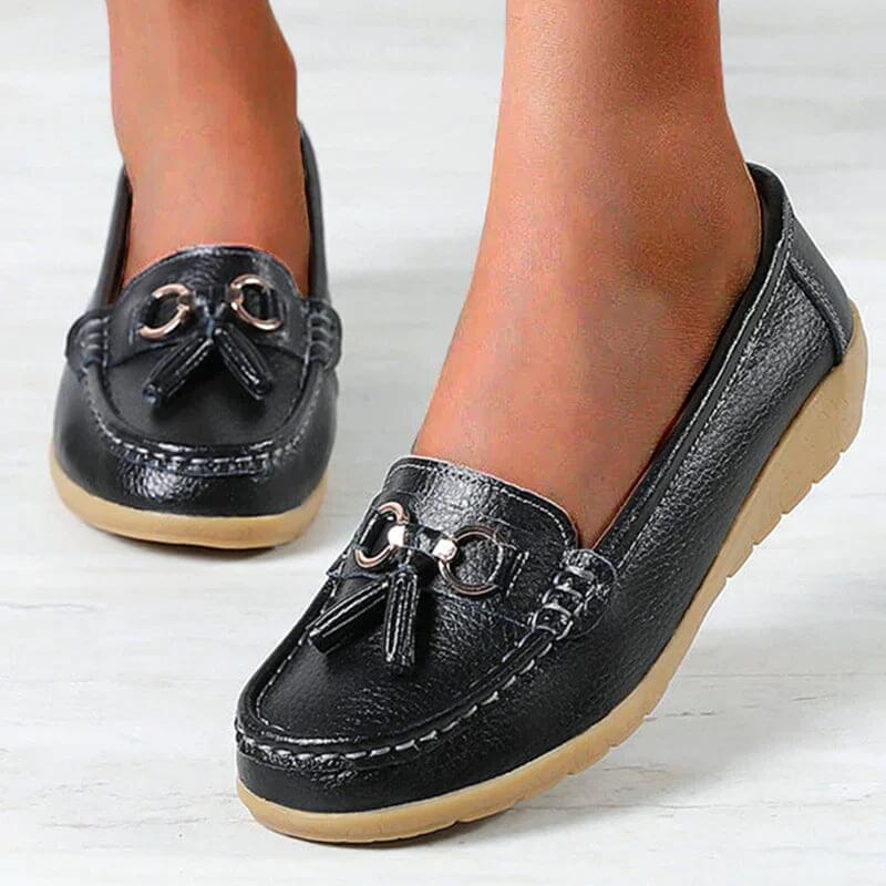 Isadora | Women's Gold Tassel Flat Loafers