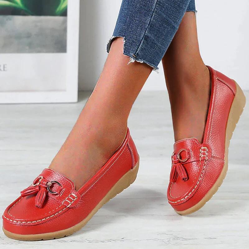 Isadora | Women's Gold Tassel Flat Loafers
