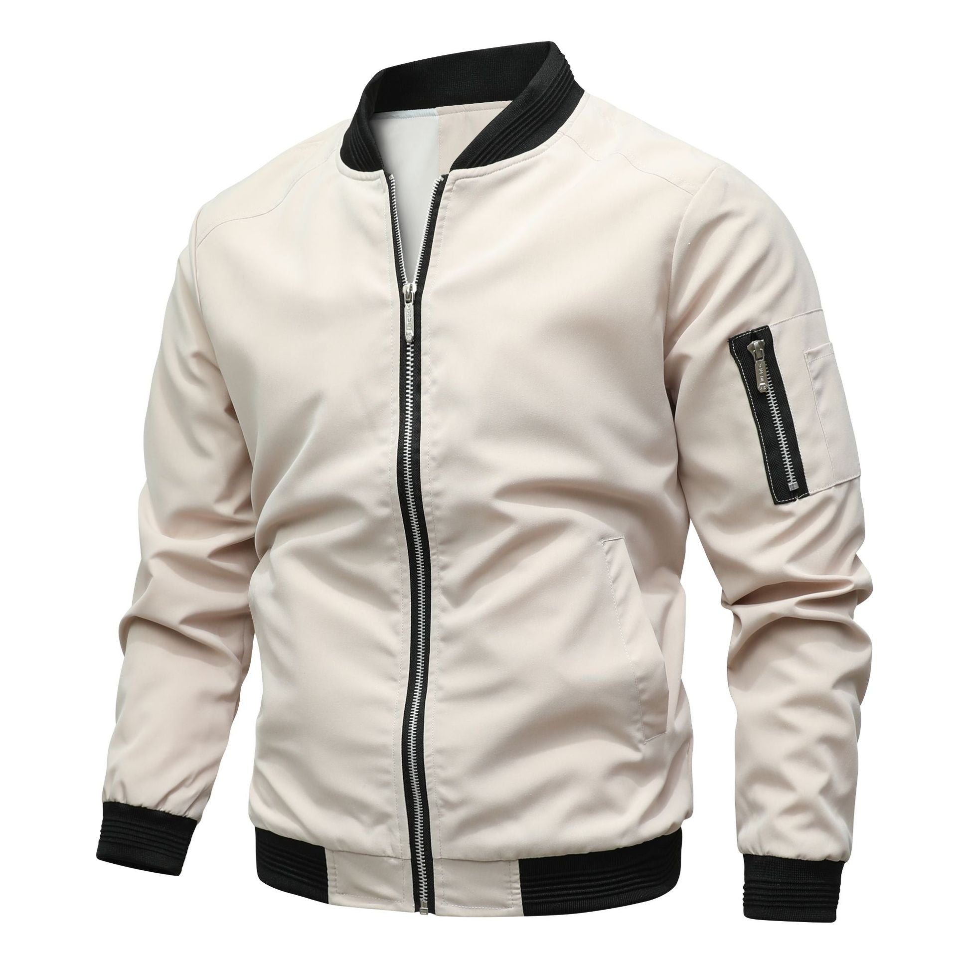 Samuel | Men's Slim Fit Zip-Up Bomber Jacket Sleeve Pocket