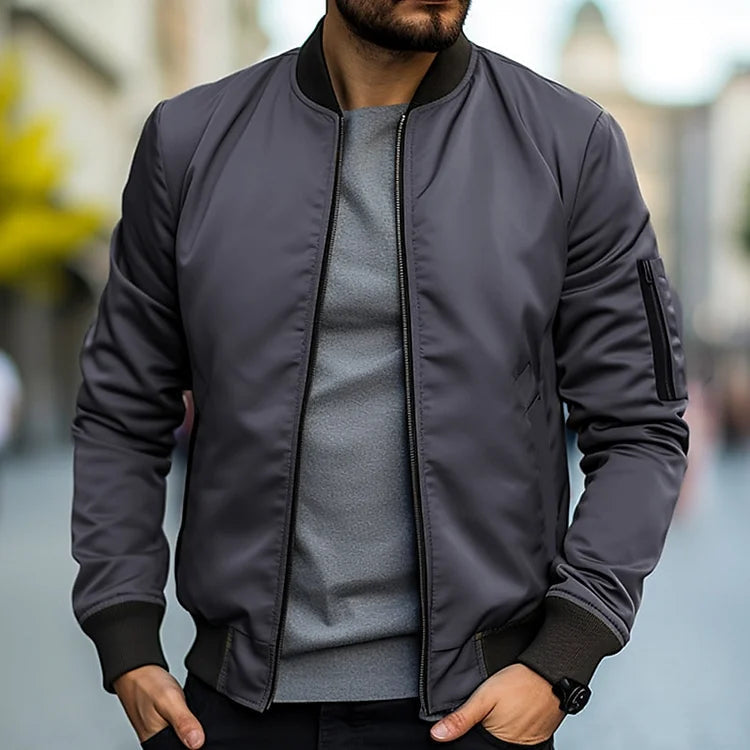 Samuel | Men's Slim Fit Zip-Up Bomber Jacket Sleeve Pocket