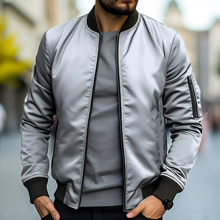Samuel | Men's Slim Fit Zip-Up Bomber Jacket Sleeve Pocket