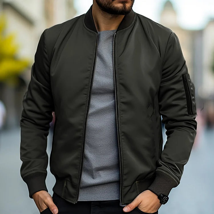 Samuel | Men's Slim Fit Zip-Up Bomber Jacket Sleeve Pocket